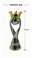 Trophée personnalisé en métal, figurine couronne, couronne dorée électroplaquée, sculpture torsadée argentée, décoration de bal, trophée d'honneur pour compétition