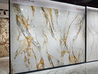 Carreaux de sol en porcelaine grand format en marbre blanc Calcutta Gold