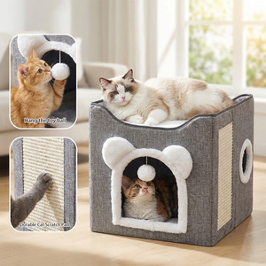 Cuccia di Lusso a Due Piani per Gatti, Pieghevole e Staccabile, in Peluche, Accogliente Cuccia per Gatti da Interno, Casetta per Animali Domestici per <span class=keywords><strong>Casa</strong></span>, per Più Gatti - Product Image 2