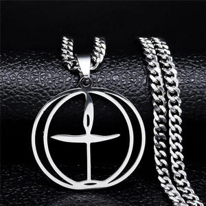 Collier pendentif en acier inoxydable pour femme, bijoux fantaisie, bijoux fins, pendentif croix flamboyante - Product Image 1