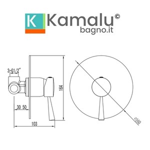 Kamalu KAM-ARTE NERO miscelatore doccia da incasso con finitura nera Suite di sanitari - Product Image 2