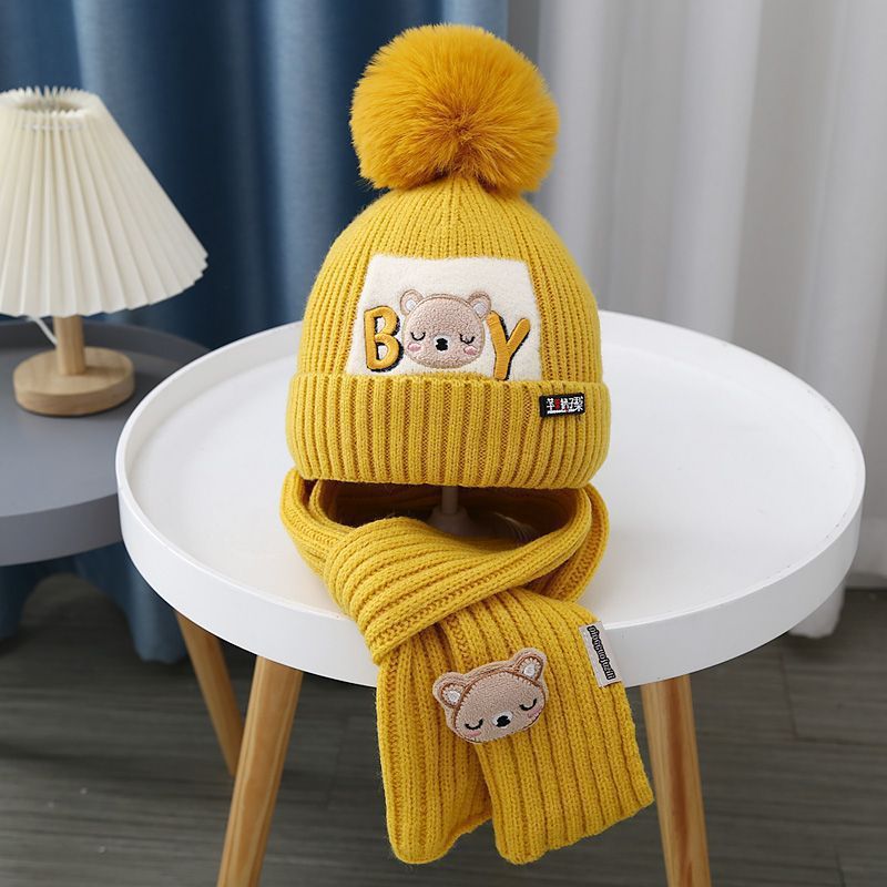Set due pezzi con testa d'orso - giallo