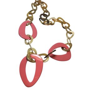 Collar Ecológico de Cuerno de Búfalo, Diseño Personalizable con Diamantes, Perlas y Cadena de Cuerda para Mujer - Product Image 4