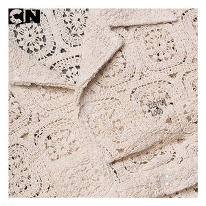 BSCI Certification Sweater Manufacturer Custom logo Men 100% Cotton Long Sleeve <b>Cardigan</b> Sweater Square Bohemian <b>Crochet</b> Shirt - Product Image 4