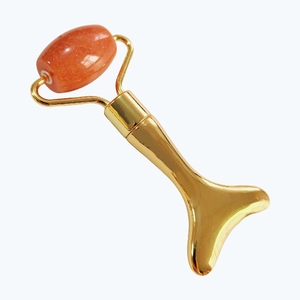 Nuevo Rodillo de Jade, Aventurina Roja, Masaje de Metal Guasha para Masaje Facial - Product Image 3