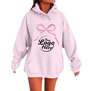 Sweats en molleton de base solide pour femmes Léger Preppy Graphic Hoodie Poches Pull à manches longues-Tissu éponge pour l'hiver - Product Image 3