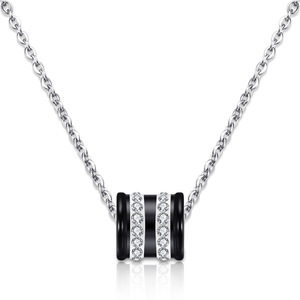 Collar de Acero Inoxidable con Incrustaciones de Diamantes, Estilo Europeo Americano, 11MM, Redondo, Negro, Blanco, Dorado, para Uso Diario y Fiestas - Product Image 2