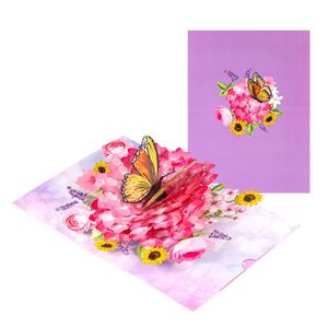 Tarjeta de Felicitación Pop-up con Diseño de Flor 3D y Mariposa - Product Image 1