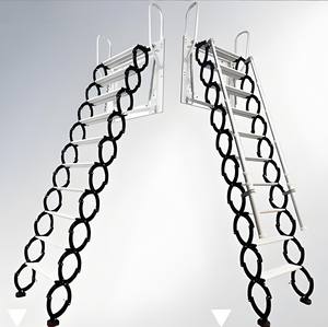 Échelle de grenier moderne en alliage d'aluminium pour intérieur et extérieur, murale, manuelle, escamotable, extensible, capacité de charge 300 kg - Product Image 2