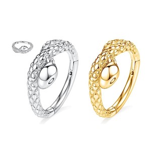 <b>Snake</b> Shape Nose <b>Ring</b> Stainless Steel <b>Silver</b> Gold Animal Zodiac Piercing Jewelry Gift Opening Closing Design - Product Image 5