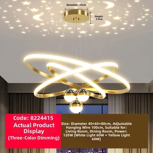 Lustre suspendu LED moderne de style nordique de luxe, réglable en hauteur, avec projection d'étoiles <span class=keywords><strong>pour</strong></span> salon et salle à manger - Product Image 6