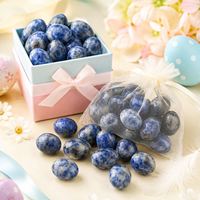 Mini-œufs en pierre naturelle bleue tachetée 15x20mm polis, décorations de Pâques, cadeau pour enfants, vente en gros
