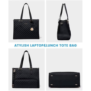Bolso <span class=keywords><strong>de</strong></span> hombro para ordenador portátil <span class=keywords><strong>de</strong></span> 15,6 pulgadas con aislamiento <span class=keywords><strong>de</strong></span> lujo <span class=keywords><strong>de</strong></span> gran capacidad, bolso <span class=keywords><strong>de</strong></span> mano <span class=keywords><strong>de</strong></span> cuero PU suave, bolso más fresco para el almuerzo para mujer - Product Image 2