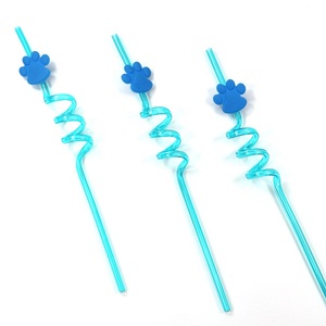 Vente chaude patte chien dessin animé fête faveurs paille en plastique avec caoutchouc pour fournitures de fête - Product Image 6