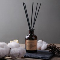 Petit arôme de bambou de logo personnalisé pour diffuseur de roseaux Coffret cadeau de bouteille en verre ambré carrée de parfum longue durée