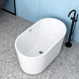 Modern Hotel Home Bañera independiente ovalada de remojo de acrílico blanco pequeño - Product Image 4