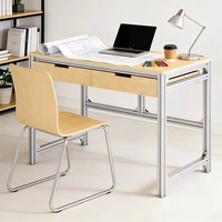 Bureau de travail en aluminium industriel pour le bureau à domicile, la salle de classe, avec tiroirs de rangement
