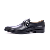 Meilleure Vente Chaussures Décontractées pour Hommes en Cuir Véritable à Enfiler Noires à Boucle Monk