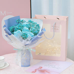 Nueva gran oferta 6 rosas secas Babybreath Bouquet Girl Friend regalo de San Valentín jabón ramo/regalos del Día de la madre - Product Image 6