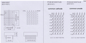 Matrice a <span class=keywords><strong>LED</strong></span> 5x7 da 2,54mm Houkem-10057-a/bb Monocolore Catodo Comune - Product Image 5