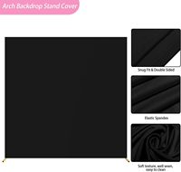 Housse d'arche de mariage noire de 2 m x 2 m, couvre-arche carré pour ballons, fond extensible pour décorations de fête d'anniversaire et de mariage