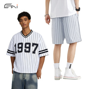 Ensemble de vêtements de sport pour homme <span class=keywords><strong>Etai</strong></span>, haut de football à fermeture éclair, manches courtes, short, style streetwear, t-shirt à col en V rayé, polyester et élasthanne - Product Image 5