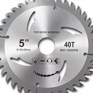 Lưỡi cưa tròn công nghiệp 5 inch 125mm 40 răng, đầu mạ cacbua, màu trắng, bền, cường độ cao, dùng cho chế biến gỗ, OEM - Product Image 2