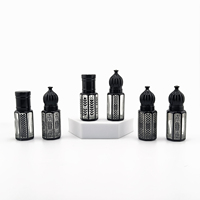 Vente en gros de flacons de parfum arabes Tola Attar de 6 ml, 9 ml, 12 ml, flacons octogonaux en verre noir, argenté, doré, électro-plaqué, flacons d'huile essentielle