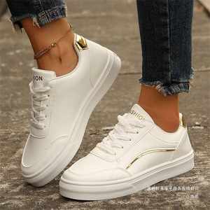 Nouvelles baskets basses blanches pour femmes, style <span class=keywords><strong>japonais</strong></span> et coréen, polyvalentes, à lacets, avec empiècements en cuir, semelle épaisse, respirantes, pour l'été, pour le sport et le quotidien, modèle transfrontalier - Product Image 4