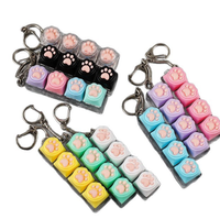 9-grid Cat-paw-shaped PLA Keycaps Emit Light; Stress-relief Accessories Keychains-3D Toy Zhiwan-018 Soft PLA Keys for Toys