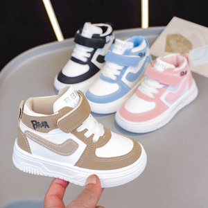Children's Platform High-Top Board <strong>Shoes</strong> Breathable Wear-Resistant PU Waterproof <strong>Velcro</strong> Closure Casual Sports <strong>Shoes</strong> for Girls - Product Image 4