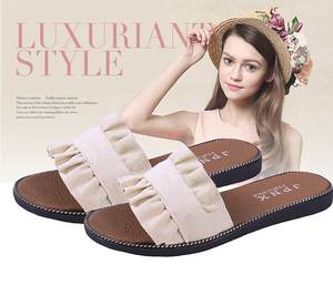 Nouvelles Sandales Tongs <span class=keywords><strong>Femme</strong></span> <span class=keywords><strong>Été</strong></span> Printemps <span class=keywords><strong>2019</strong></span> à Volants, <span class=keywords><strong>Chaussures</strong></span> de Plage Plates de Loisirs Tendance avec Embout Acier - Product Image 5