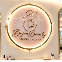 Enseigne personnalisée ronde en acrylique rétroéclairée, lettres rétroéclairées LED, enseigne de salon de beauté, panneau pour la décoration de magasin