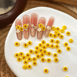 50pcs/bag 3D Resin <strong>Sunflowers</strong> <strong>Nail</strong> Art Charms 4*4mm Small <strong>Yellow</strong> Flowes <strong>Nail</strong> Decorations Accessories Handmade DIY Press on <strong>Nail</strong> - Product Image 3