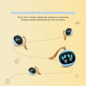 Factory Custom Interactive Cat Ball Toys Fun Tracker USB Automatic <b>Moving</b> Rolling Chase Ball with Tail Smart Cat Playing Toy - Product Image 5