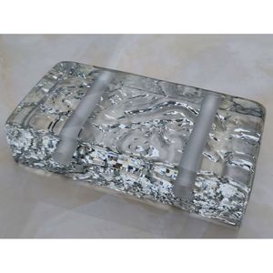 Blocs de briques en verre cristal transparent blanc clair à motif de pierre simple face en gros d'usine pour la décoration de bâtiment - Product Image 3