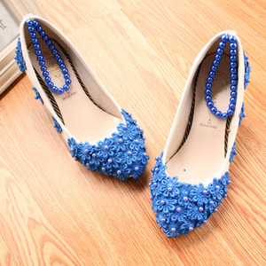 Scarpe da sposa con cavigliera con perla blu e perla all'ingrosso taglie forti da donna - Product Image 2