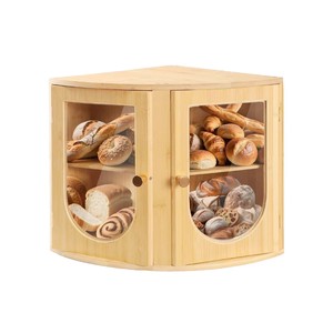 Étagère à épices PureNJoy Corner Kitchen Cabinet en bambou à 2 niveaux avec portes en acrylique pour l'organisation du rangement - Product Image 5