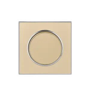Sirode 6000 Series European Standard Luxury Glass Panel Gold 1 Gang 1 Way Electrical Wall Light Switches And Sockets For Home
