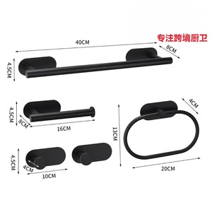 Set Perlengkapan Kamar Mandi 5 Buah Gantungan Handuk Cincin Handuk Tempat Tisu Toilet Gantungan Jubah Bahan Stainless Steel Perlengkapan Aksesori Kamar Mandi - Product Image 3