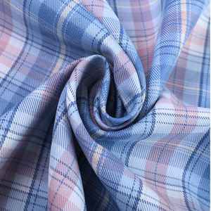 卸売ファッションチェックシャツ素材ウォッシュドチェック柄ポリエステルニット生地チェック - Product Image 2
