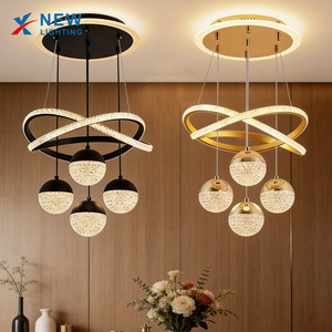 Lustre LED doré en forme de trèfle avec quatre boules de <span class=keywords><strong>cristal</strong></span> pour salon, salle à manger, chambre, îlot de cuisine, hôtel, villa, luminaire de plafond - Product Image 6