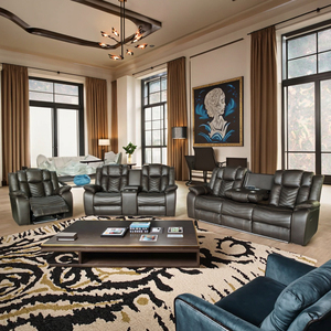 Conjunto de Sillones Reclinables Eléctricos de Cuero Premium <span class=keywords><strong>Frank</strong></span> Exclusive con Carga Inalámbrica para una Sala de Estar Elegante - Product Image 2