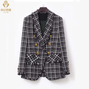 <span class=keywords><strong>Blazer</strong></span> Elegante para <span class=keywords><strong>Mujer</strong></span>, Trajes de Tweed TR para Damas, Chaqueta de Traje Tartán, Ropa de Oficina para <span class=keywords><strong>Mujer</strong></span>, Blazers para <span class=keywords><strong>Mujer</strong></span> - Product Image 1