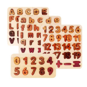 लकड़ी वर्णमाला और संख्या पहेली बोर्ड बच्चों के लिए शैक्षिक बच्चा सीखने खिलौने एबीसी पत्र पहेली बोर्ड के अध्ययन