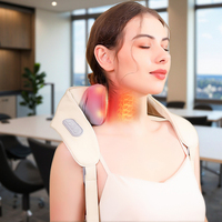 Masseur électrique sans fil Shiatsu vibrant et pétrissant pour le cou, le dos et les épaules, avec sangle chauffante pour relaxation profonde et compression chaude cervicale