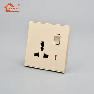 KLASS uk electrical Wall Switch Socket With Led 16A 1/2/3/4 Gang 1Way 2 Way Wall Push Light Switches With Indicator