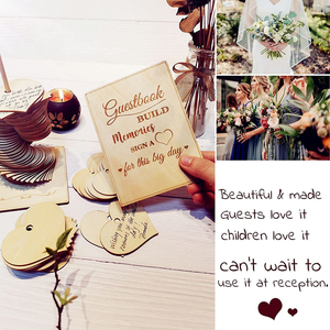 <span class=keywords><strong>Libro</strong></span> de invitados de deshierbe de madera creativo, letrero con forma de corazón, decoración de madera - Product Image 6