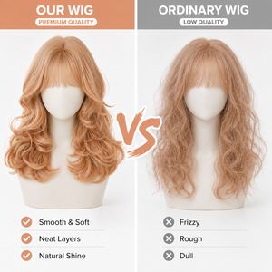 Perruque synthétique <span class=keywords><strong>longue</strong></span> ondulée en fibre haute température, bouclée et frisée, couleur blond miel, avec <span class=keywords><strong>frange</strong></span>, pour <span class=keywords><strong>femme</strong></span>, effet naturel, vente en gros - Product Image 4