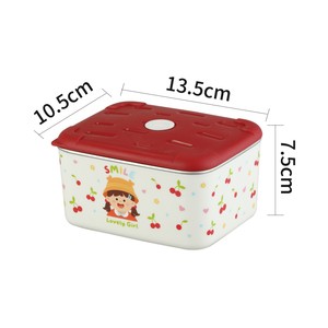 Stainless Steel <b>Lunch</b> <b>Box</b> Cherry Girl Pattern Rectangle Airtight With Lid Student Office Use - Product Image 3